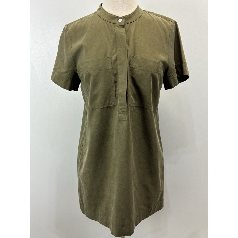 J. CREW Factory Military Fatigue Shirt Dress sz Small Army Green Style Utility